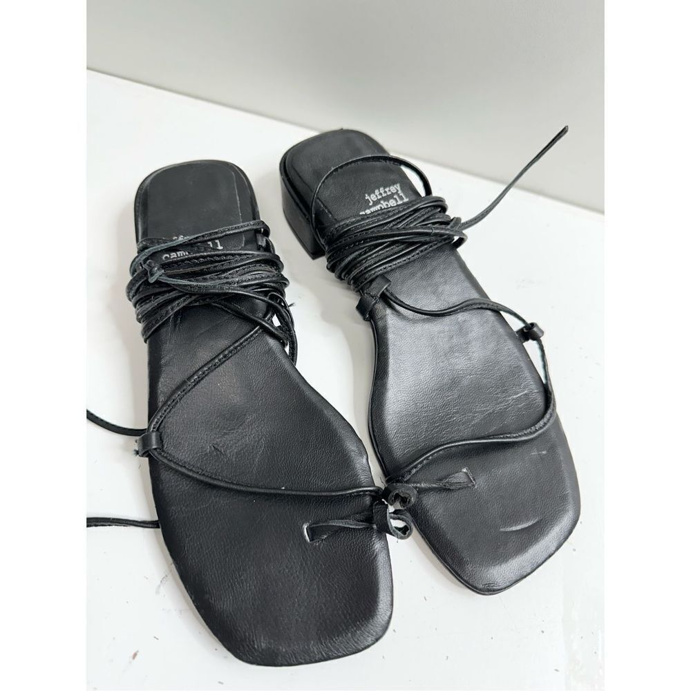 Jeffrey Campbell Black Strappy Lace-Up Block Heel Sandals - Picture 3 of 9